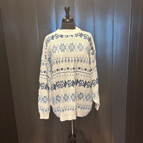 Vintage American Pride Sweater – Made in USA  – White & Blue Pullover Unisex L - Picture 1 of 10